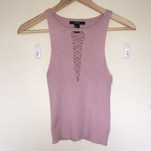 Forever 21 Pink Lace-up Tank